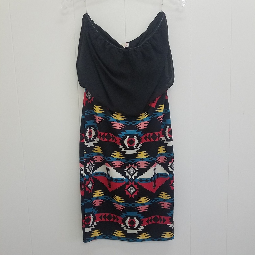 L8teR Strapless Dress With Blouse Like Top